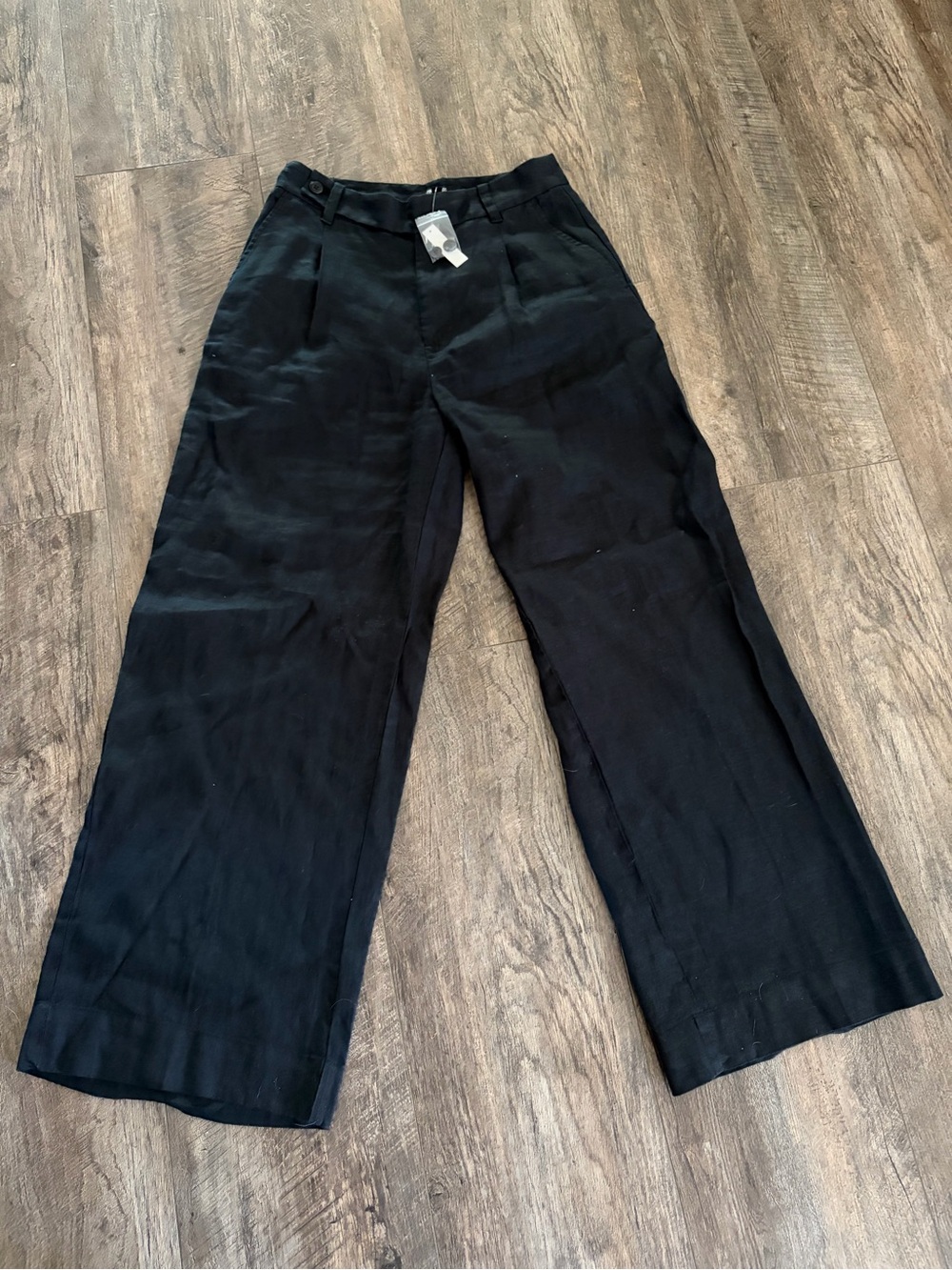 Bnwt 100%linen Madewell Black Wide-Leg Dress Pants